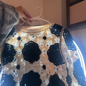 Black and Cream Crochet Sweater